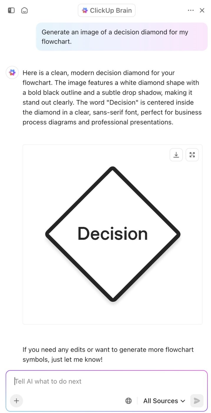 flowchart software: ClickUp Brain